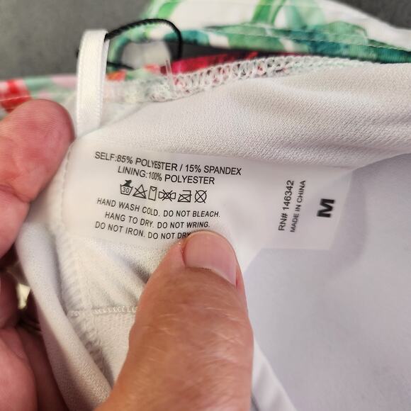 NICOLE MILLER Scoop Back Swimsuit Womens M Lagoon Floral Red Green Tropical NEW - Picture 7 of 12